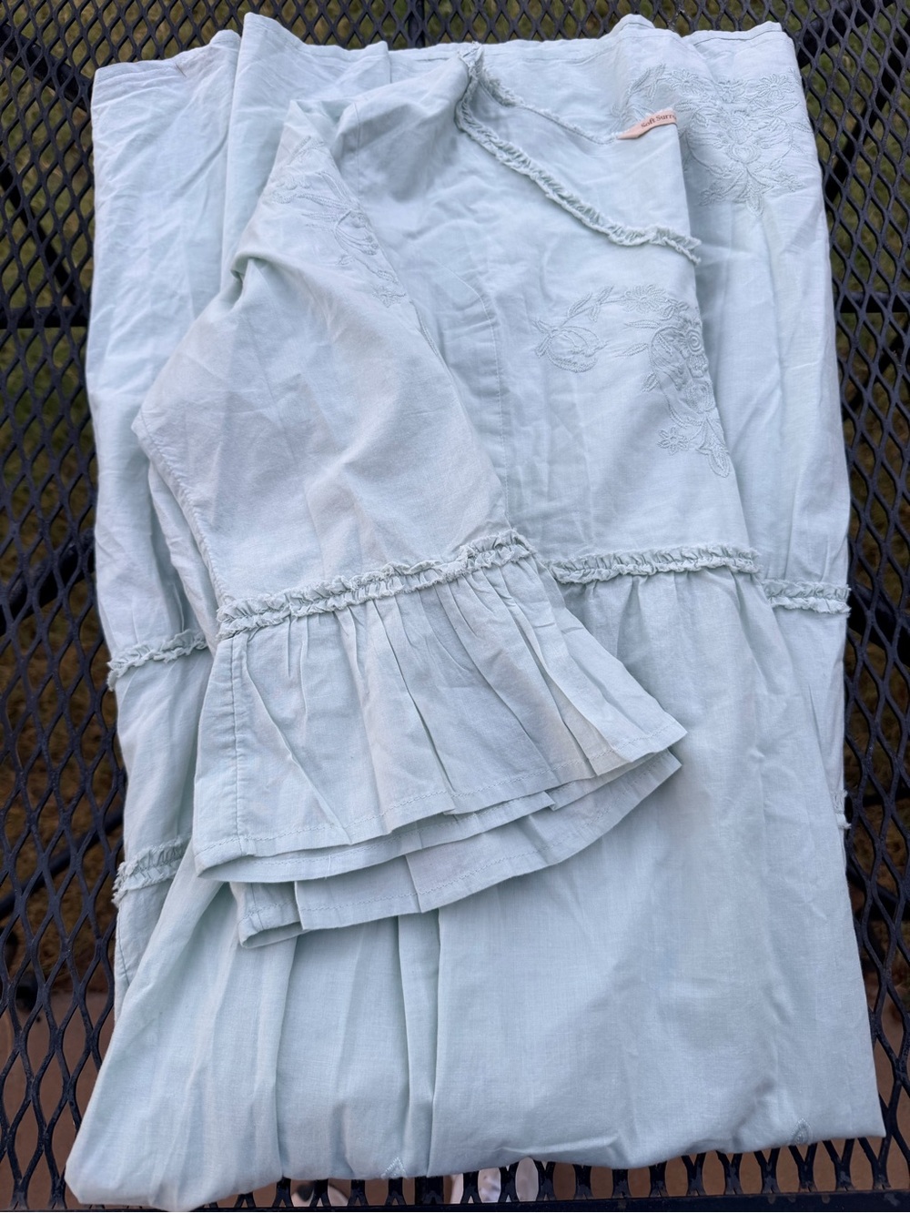 Soft Surroundings Anastasia Nightgown Cumulus Blue Embroidered Maxi Dress Sz M - Picture 10 of 15